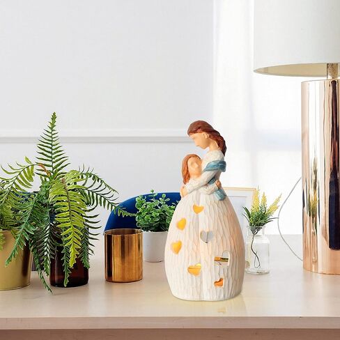 Shelving Solution Gifts for Mom, Mother & Daughter Candle Holder Statue, from Daughter with Flickering LED Candle for Christmas Birthday Bride Gift Home Bathroom Tabletop Ornaments in Kuwait