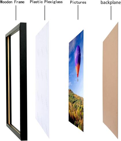إطارات صور LTYHHK مقاس 7x11 من الخشب الصلب مقاس 7x11 بوصة إطار ملصق للجدار مقاس 7x11 بوصة إطارات صور عائلية باللون الأسود (HB711) in Saudi Arabia