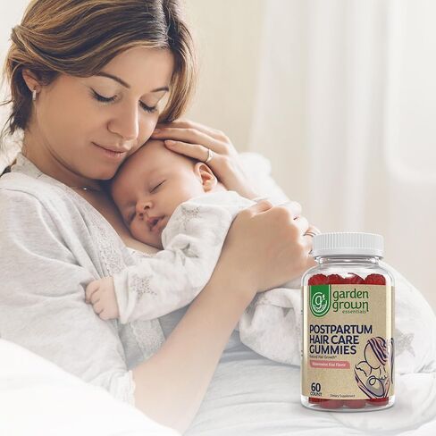 علكات تساقط الشعر بعد الولادة للنساء - مُصممة للعناية بالشعر بعد الولادة، والنمو، وصحة فروة الرأس، وإعادة النمو، وتساقط الشعر، والجلد والأظافر - 6000 ميكروجرام من البيوتين ومزيج الفيتامينات للأمهات - صُنع في الولايات المتحدة الأمريكية in Kuwait