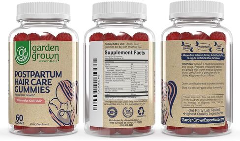 علكات تساقط الشعر بعد الولادة للنساء - مُصممة للعناية بالشعر بعد الولادة، والنمو، وصحة فروة الرأس، وإعادة النمو، وتساقط الشعر، والجلد والأظافر - 6000 ميكروجرام من البيوتين ومزيج الفيتامينات للأمهات - صُنع في الولايات المتحدة الأمريكية in Kuwait