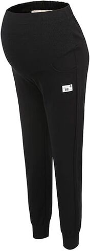 HUGYOIU سراويل حمل شتوية فوق عثرة الصوف شيربا مبطنة Sweatpants للنساء الحوامل مع جيوب in Kuwait