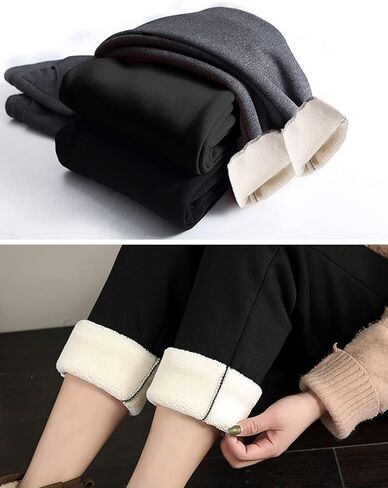 HUGYOIU سراويل حمل شتوية فوق عثرة الصوف شيربا مبطنة Sweatpants للنساء الحوامل مع جيوب in Kuwait