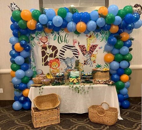 موكسكا خلفية لحفلات استقبال المولود من سفاري مصنوعة من الفينيل مقاس 7 × 5 قدم لتزيين حفلات استقبال المولود الجديد للاولاد in Kuwait