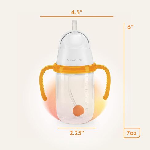 NumNum Weighted Straw Cup for Infant, 6-12 months & Toddler - Expert Endorsed 7oz Training Baby Cups w/Removable Handles - Easy to Use Self Feeding & Babies Drinking Skills - 100% Food-Grade Silicone in Kuwait