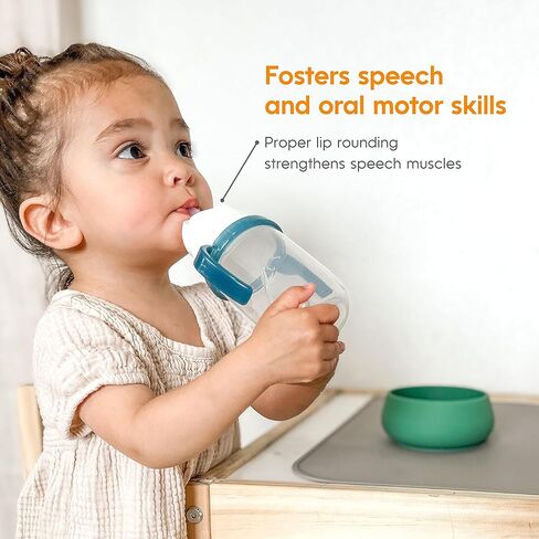 NumNum Weighted Straw Cup for Infant, 6-12 months & Toddler - Expert Endorsed 7oz Training Baby Cups w/Removable Handles - Easy to Use Self Feeding & Babies Drinking Skills - 100% Food-Grade Silicone in Kuwait