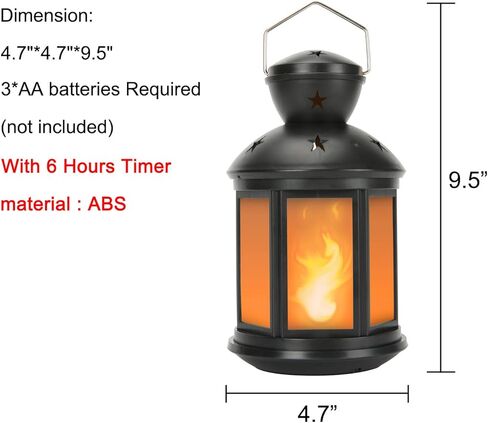 فوانيس زخرفية عتيقة تعمل بالبطارية LED، مع مؤقت 6 ساعات، داخلي/خارجي، فوانيس صغيرة ديكور لعيد الميلاد، أسود-قطعة واحدة in Kuwait