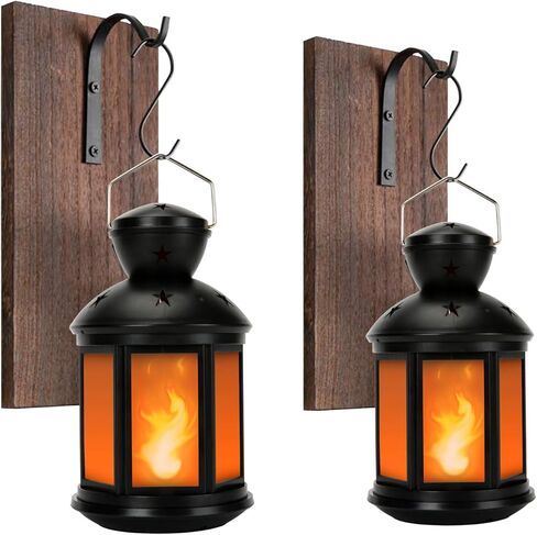 فوانيس زخرفية عتيقة تعمل بالبطارية LED، مع مؤقت 6 ساعات، داخلي/خارجي، فوانيس صغيرة ديكور لعيد الميلاد، أسود-قطعة واحدة in Kuwait