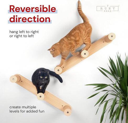 7 Ruby Road 29" HOPPA Reversible Cat Wall Steps - Cat Stairs Cat Ladder - 3 Step Cat Wall Shelves - Large Cat Wall Shelf for Cat Climbing - Cat Stairway Platform Perch - Cat Furniture for Indoor Cats in Kuwait