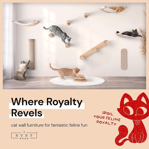 7 Ruby Road 29" HOPPA Reversible Cat Wall Steps - Cat Stairs Cat Ladder - 3 Step Cat Wall Shelves - Large Cat Wall Shelf for Cat Climbing - Cat Stairway Platform Perch - Cat Furniture for Indoor Cats in Kuwait