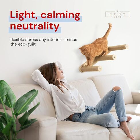 7 Ruby Road 29" HOPPA Reversible Cat Wall Steps - Cat Stairs Cat Ladder - 3 Step Cat Wall Shelves - Large Cat Wall Shelf for Cat Climbing - Cat Stairway Platform Perch - Cat Furniture for Indoor Cats in Kuwait