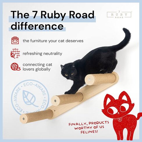 7 Ruby Road 29" HOPPA Reversible Cat Wall Steps - Cat Stairs Cat Ladder - 3 Step Cat Wall Shelves - Large Cat Wall Shelf for Cat Climbing - Cat Stairway Platform Perch - Cat Furniture for Indoor Cats in Kuwait