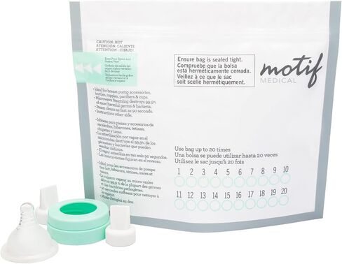 Motif Medical, Breast Pump Parts and Accessories Microwave Steaming Bags - Pack of 7 in Saudi Arabia