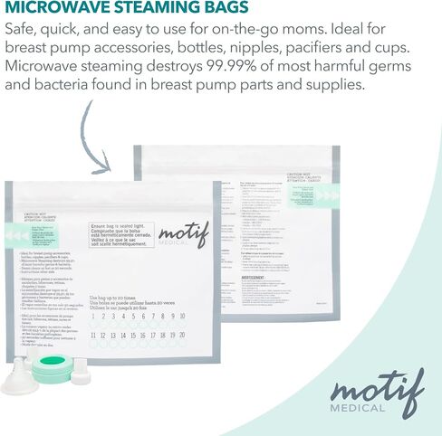 Motif Medical, Breast Pump Parts and Accessories Microwave Steaming Bags - Pack of 7 in Saudi Arabia