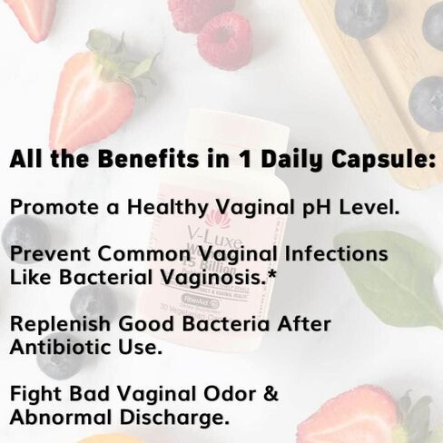 V-Luxe 15 Billion CFU Probiotics for Bacterial Vaginosis, Yeast Infections, & UTIs Backed by Science, Formulated for Women, Natural Remedy to Balance pH & Prevent Recurring Infections | 30 Day Supply in Saudi Arabia