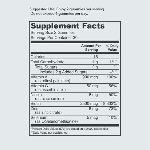 علكات الجمال من البروتينات الحيوية، 2500 ميكروغرام من البيوتين، فيتامين أ، مكمل الزنك، يساعد على دعم صحة الشعر والبشرة والأظافر، 60 قيراط، كمية تكفي لمدة 30 يومًا، نكهة الفراولة in Kuwait