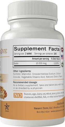 Nature's Trove Biotin 10,000 ميكروجرام 240 أقراص مضغ بنكهة الكرز in Kuwait