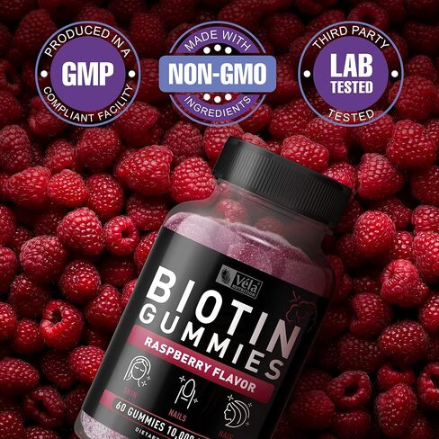 علكة فيلا بيوتين 10000 ميكروجرام | أعلى فعالية للشعر والبشرة والأظافر الصحية للنساء والرجال والأطفال، مكمل غذائي قابل للمضغ | 60 عدد in Kuwait