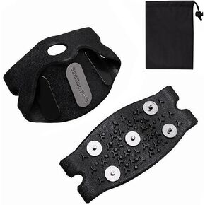 TOURSLOV Ice Cleats for Walking on Snow Ice, Easy On/Off Crampons Traction Cleats Spikes, Anti-Slip Ice Grippers Snow Grips Footwear for Shoes Boots Hiking Running