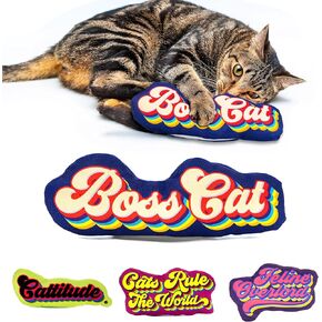PURR PARADE Cats with Cattitude Silvervine Matatabi Catnip Toy for Indoor Cats, Refillable, Machine Washable, Eco-Friendly, Kicker Toy for All Cats (Pack of 5 Silvervine Pawty Powder)