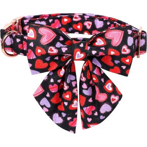 Lionet Paws Valentines Day Dog Collar Bowtie, Dog Bowtie Collar with Metal Buckle for Dogs, Adjustable Comfortable Dog Collar Girl Boy Gift, S, Neck 10-16 in