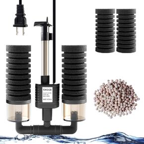 Aquarium Sponge Filter - 4W 80GPH Fish Tank Filters with Double Sponge: Electric Power Ultra Quiet Aquarium Filter for 15- to 55 Gallon in Saudi Arabia