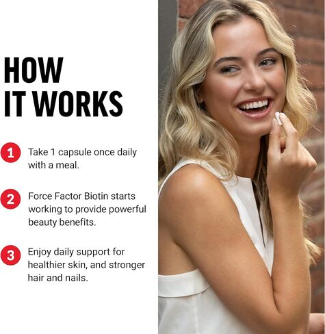 FORCE FACTOR Biotin 10000mcg, Biotin Supplement for Healthier Hair, Skin, and Nails, Hair Growth Supplement with Biotin Vitamins, Vegan Biotin, Non-GMO, 100 Vegetable Capsules in Saudi Arabia