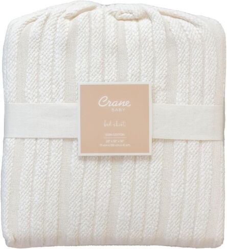 تنورة سرير أطفال من Crane Baby Wrap حول سرير الأطفال، تنورة سرير قطنية لحضانة الأولاد والبنات، أبيض، 28 بوصة عرض × 52 بوصة ارتفاع × 8 بوصة عمق in Kuwait