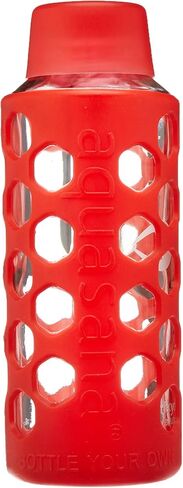 Aquasana AQ-6006-RED 18-Ounce Glass Water Bottle with Silicone Sleeve, Red in Kuwait