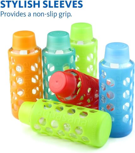 Aquasana AQ-6006-RED 18-Ounce Glass Water Bottle with Silicone Sleeve, Red in Kuwait