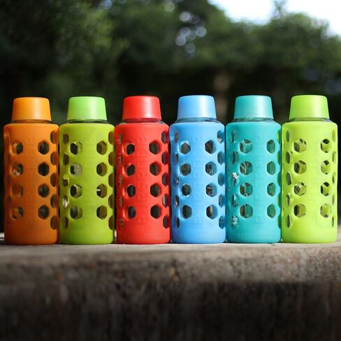 Aquasana AQ-6006-RED 18-Ounce Glass Water Bottle with Silicone Sleeve, Red in Kuwait