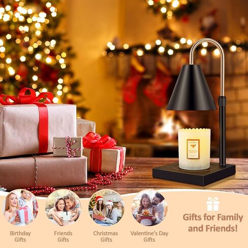 Candle Warmer Lamp with Timer Adjustable Height and Brightness Electric Candle Lamp Warmer for Large & Small Jar Scented Candle Vintage Wax Melt Warmer with Wood Base, Black in Kuwait