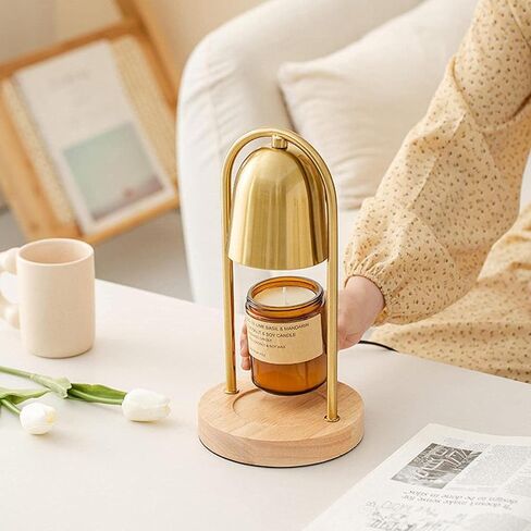 Ehtacep Warm Candle Lamp with Timer and Dimmer, Dimmable Candle Light, Aroma Lamp for Melting Jar Candles, Compatible with Small and Large Candles, Home Decoration with Melting Wax Lamp 110V (Gold A) in Saudi Arabia