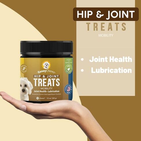 صاني تشيوز مضغ الورك والمفاصل للكلاب| ساعد في تخفيف الألم وتخفيف تصلب المفاصل مع MSM الجلوكوزامين كوندرويتين للكلاب | ملحق مفصل الكلب مع لحم الخنزير المقدد | لدغات الحركة للكلاب، 90 قطعة مضغ، 12 أونصة in Kuwait