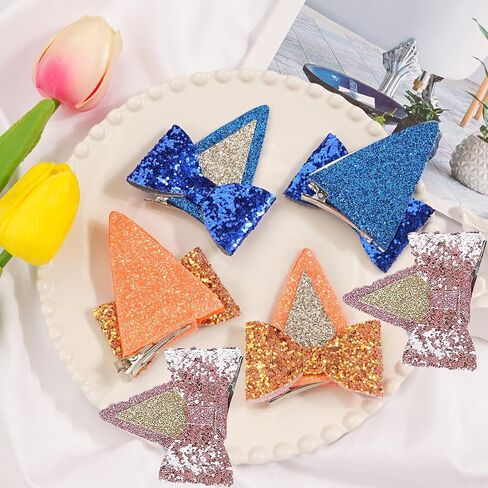 AIYOO 3 أزواج من مشابك شعر آذان الكلاب الزرقاء اللامعة للفتيات والأطفال الصغار إكسسوارات الشعر الزرقاء لمستلزمات حفلات أعياد الميلاد الزرقاء لوازم أزياء الهالوين للكلاب (الأزرق والبرتقالي والوردي) in Kuwait