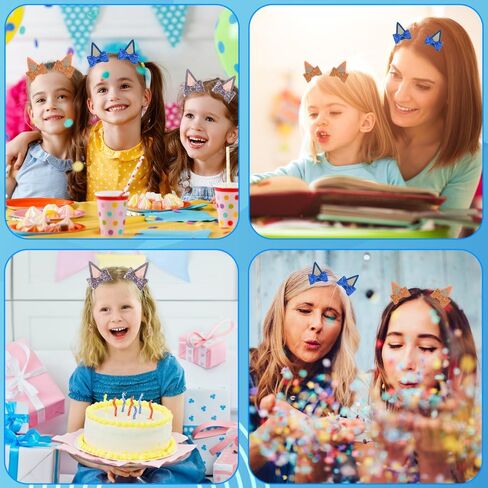 AIYOO 3 أزواج من مشابك شعر آذان الكلاب الزرقاء اللامعة للفتيات والأطفال الصغار إكسسوارات الشعر الزرقاء لمستلزمات حفلات أعياد الميلاد الزرقاء لوازم أزياء الهالوين للكلاب (الأزرق والبرتقالي والوردي) in Kuwait