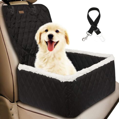TOPBRY Car Front Seat Covers for Dogs, Deluxe 2 in 1 Scratchproof Thickened Foldable Car Protector Kennel with Safety Belt, 900D, for Cars Trucks SUVs in Kuwait