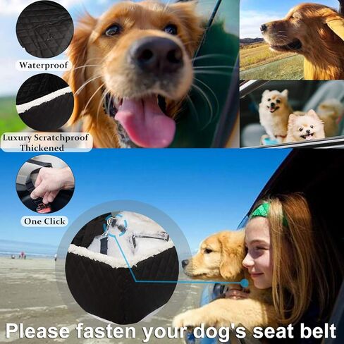 TOPBRY Car Front Seat Covers for Dogs, Deluxe 2 in 1 Scratchproof Thickened Foldable Car Protector Kennel with Safety Belt, 900D, for Cars Trucks SUVs in Kuwait