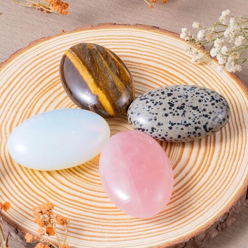 فوربي دلميشن طبيعي جاسبر حجر النخيل كريستال بيضاوي جيب مصقول جيب القلق احجار التدليك لتخفيف القلق in Kuwait