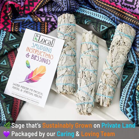 مجموعة اعواد تلطيخ المريمية البيضاء مقاس 6 انش مكونة من 3 قطع مقاس 6 انش للتطهير والتنقية والشفاء والتامل واليوجا ومباركات المنزل الجديد (3 قطع) in Kuwait