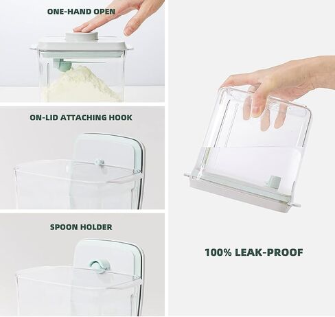 Formula Dispenser Container with Scraper Pop Up Food Container Airtight 600g 1700ml - Updated Design, Rectangle in Saudi Arabia