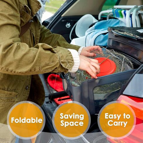 seloom 2PCS سلة الأسماك الأسلاك الفولاذية المجلفنة، سلة جراد البحر الأسماك القابلة للطي، قفص سلة الصيد المحمولة للأسماك في الهواء الطلق، سلال الأسماك المحمولة القابلة للطي ملحقات الصيد، الذهب in Kuwait