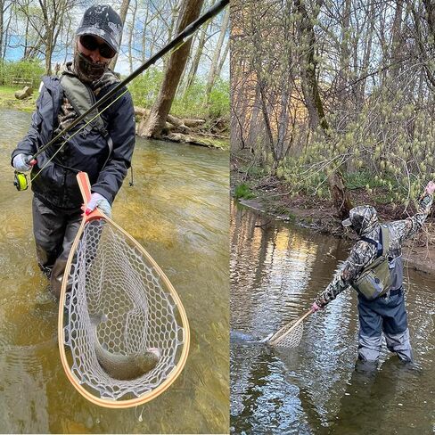 Fly Fishing Net Landing Net Floating Fishing Net Clear Rubber Ghost Net Catch & Release Net Magnetic Net Release Attachment in Kuwait