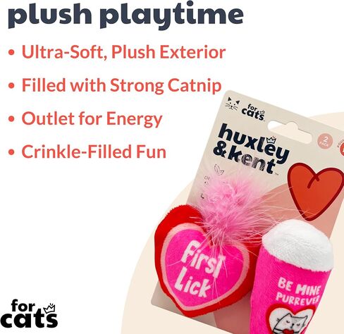 هكسلي آند كينت ألعاب القطط المكونة من قطعتين | شوكولاتة بالفراولة وقلب الكونفو | لعبة قطط قوية مملوءة بالنعناع البري | لعبة قطيفة ناعمة مع النعناع البري والتجعيد | كيتيبيلز in Kuwait