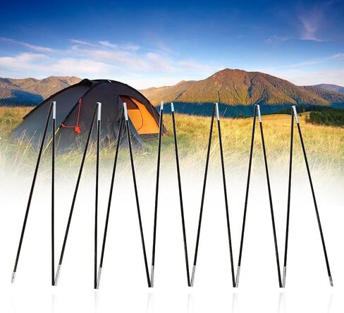 Ejoyous 2 Sets Tent Tarp Poles, Universal Foldable 7 Sections Outdoor Camping Fiber Glass Rod Camping Awning Poles, Double Tent Pole Support Frames Kit Tent Poles Replacement forTarp Tent Awning in Saudi Arabia