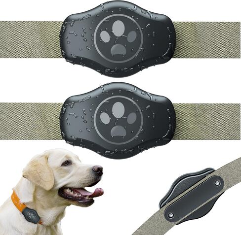Dovick-Waterproof Airtag Dog Collar Holder Mount, Screw Case Fits All Width Air Tag Cat Pet Collar Leash Belt Black 1 Pack in Kuwait