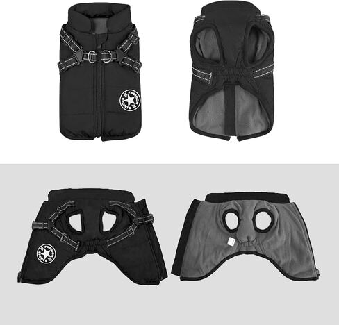 YHQPHZM Dog Coat,Warm Dog Winter Jacket Pet Jacket,Black Waterproof Windproof Pet Coat Jacket with Built in Harness,Dog Fleece Vest with Zipper Cold Weather Coat for Small Medium Dogs(M,Black) in Kuwait