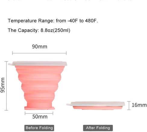 JOYUETLAN Collapsible Travel Cup | Silicone Folding Water Cups with Lids | Reusable Drinking Mugs Cup | Picnic Snacks Cups | Telescopic Camping Tumblers in Kuwait