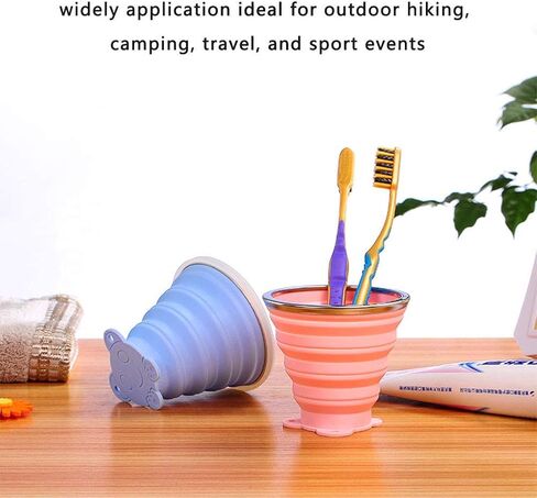 JOYUETLAN Collapsible Travel Cup | Silicone Folding Water Cups with Lids | Reusable Drinking Mugs Cup | Picnic Snacks Cups | Telescopic Camping Tumblers in Kuwait