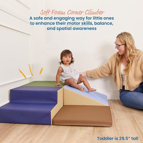 ECR4Kids SoftZone Little Me Corner Climber, Toddler Playset, Earthtone, 4-Piece in Saudi Arabia