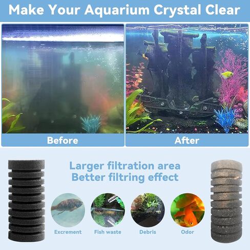Aquarium Sponge Filter - 4W 80GPH Fish Tank Filters with Double Sponge: Electric Power Ultra Quiet Aquarium Filter for 15- to 55 Gallon in Saudi Arabia